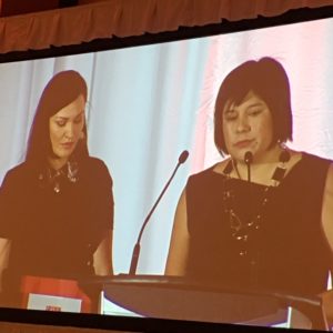 Angella Sterritt and Martha Troian accept Award for CBC Indigenous Team